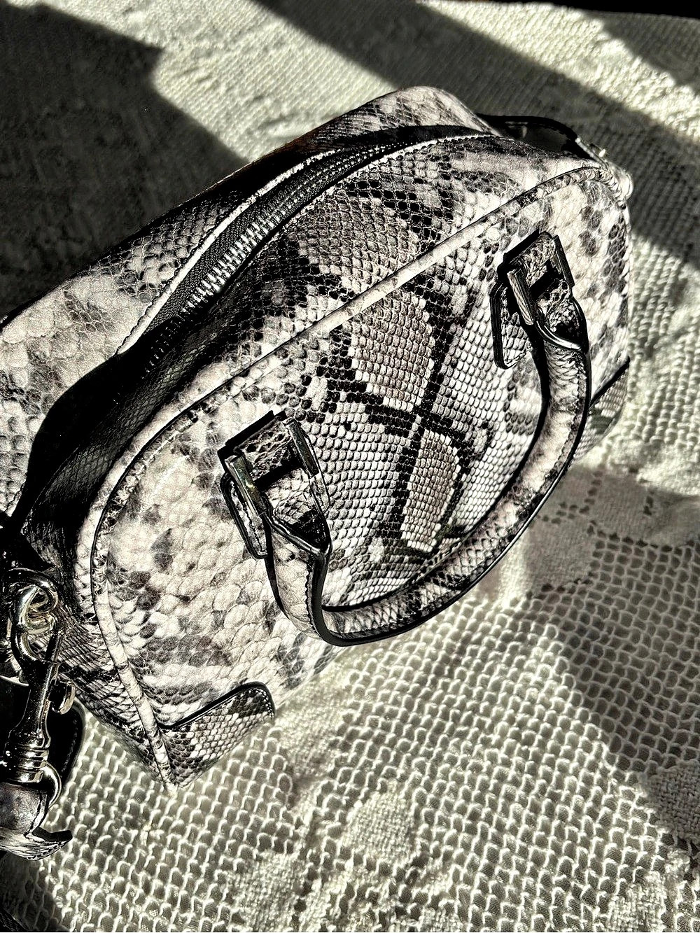 Danier Chenah Satchel Gray & Black Python